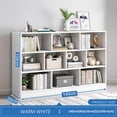 thumbnail image 5 of IOTXY Simple Bookcase with Base - 3 Tier 10 Cubes Freestanding Low Display Cabinet, Warm White, 5 of 5