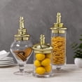 thumbnail image 3 of MyGift 3 Piece Antique-Theme Glass Apothecary Jars with Metallic Brass-Tone Lids, 3 of 6