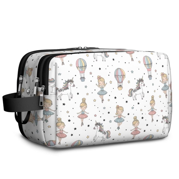 Toiletries Bag,White Ballerina Unicorn Pattern Mens Womens Toiletry Bag Bathroom Bag,Waterproof Toiletry Travel Bag Dopp Kit Shaving Bag 11x6.3x5.1 Inch