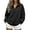 Black, variant on Quarter Zip Pullover Women Casual Loose Soft Tops Oversized Fall Winter Sweatshirt L