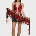 thumbnail image 5 of Women's Sexy 2Pcs Belly Dance Outfit Sequin Tassel Bra Crop Top with Sparkly Fringe Hip Scarf Sets for Carnival Party, 5 of 5