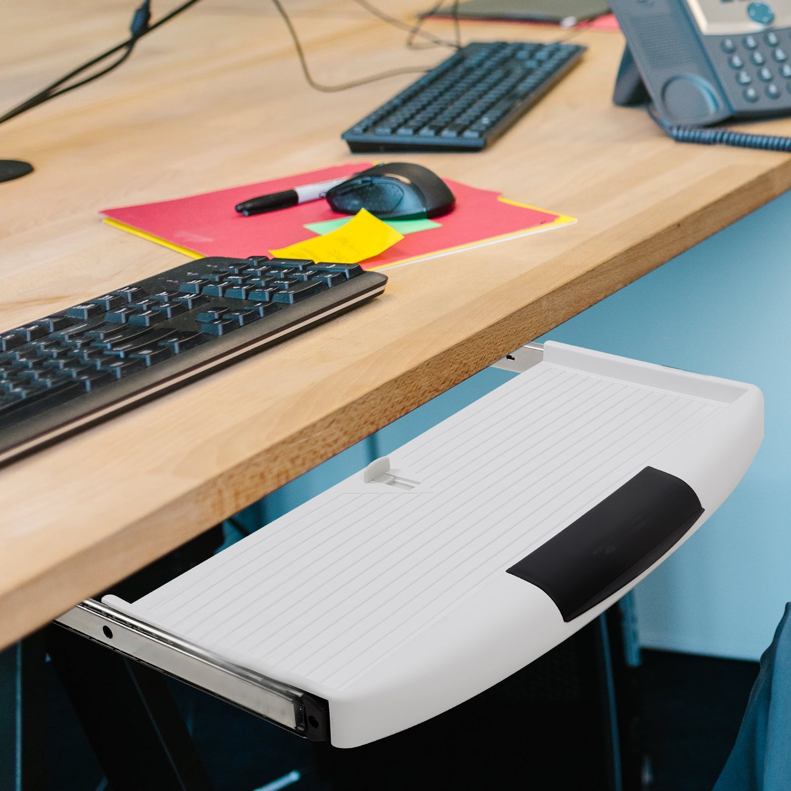 HOMEMAXS Under Desk Keyboard Tray Hidden Drawer Keyboard Tray Office Sliding Keyboard Mouse Holder