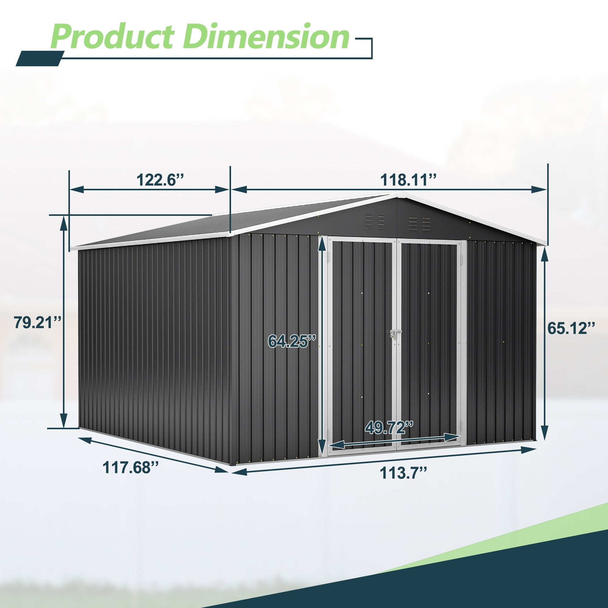 10 x 10 FT Outdoor Storage Shed, Metal Garden Shed with Lockable Doors and Updated Frame Structure, Tool Sheds for Backyard Garden Patio Lawn Black