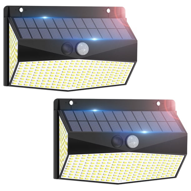 JSXing Luces Solares,318 LED Lampara Solar Exterior Sensor de Movimientocon 3 Modos, 270° de Iluminación de Gran Angular, IP67 A Prueba de Agua,Solar Luz para Jardín Casa