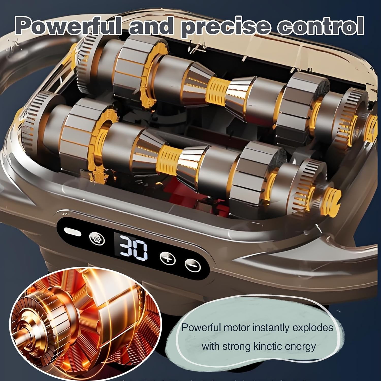 16-Drive 8-Head Massage Gun Set, 24 Head Deep Tissue Percussion Massager, 9 Levels & 9 Modes Hand-Held Quiet Muscle Massage for Back, Shoulders, Legs, Foot - Full Body Muscle Pain Relief,Gray
