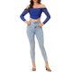 thumbnail image 2 of Top corto de corsé de manga larga de malla transparente Inspire Chic para mujeres, blusa con hombros al descubierto, bustier con varillas, color azul real, 2 of 6