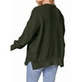 thumbnail image 3 of Women'S Oversized Batwing Sweaters 2025 Fall Outfits Trendy Crewneck Knit Side Slit Fashion Pullover Tops Green XL, 3 of 9