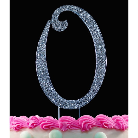 Yacanna Crystal Covered Monogram Cake Toppers Silver Cake Initial O Large