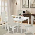 thumbnail image 2 of 5 Piece Modern Dining Table Sets, Metal Dinette Set Faux Marble Rectangular Breakfast Table with Metal Legs & White Finish Frame, Dining Table & Chairs for Apartment or Breakfast Nook, S12524, 2 of 11