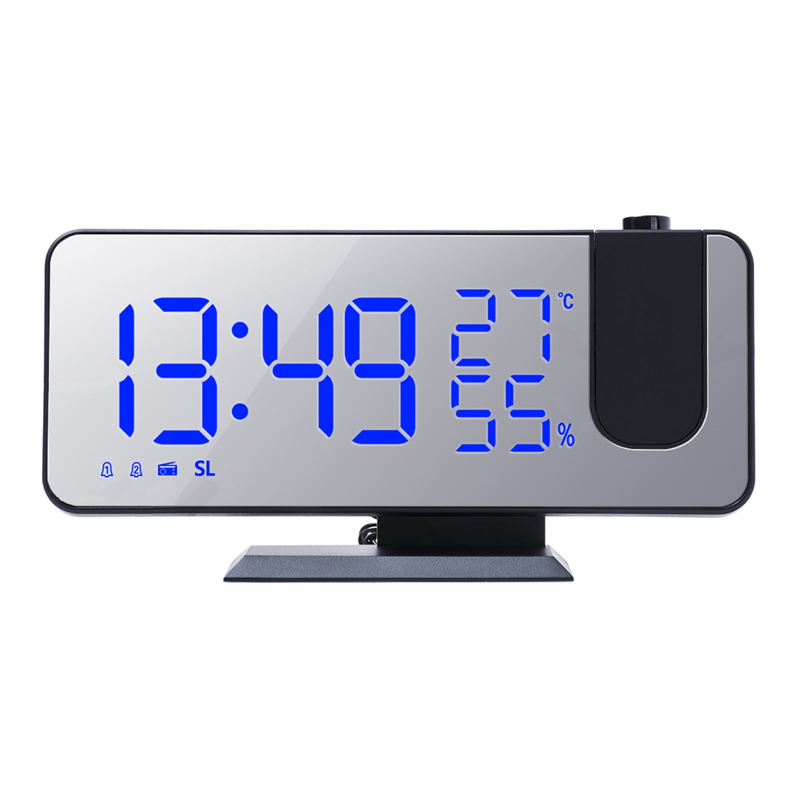 USB Power Jhua Projection Alarm Clock Radio 5.3 LED Digital Projector Alarm Clock for Bedroom Ceiling Wall FM Radio Alarm Clock 180° Projection Dimmable Dual Alarm Clock Radio with Battery Backup