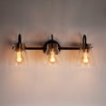 thumbnail image 6 of LNC 3-Light Bathroom Vanity Light with Crackled Glasss in Matte Black and Gold Finish, 6 of 14