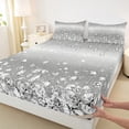 thumbnail image 3 of Homewish Chic Diamond Twin Sheet Sets,Glitter Print Twin Fitted Sheet,Gray Silver Flat Sheet For Girls Kids,Super Cozy Room Decor,3pcs, 3 of 7