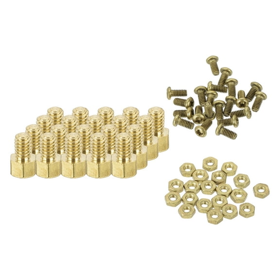 Uxcell Male Brass Hex Spacer Standoffs Screws Nuts, Hex Column Screw Nut Assortment Kit M2*2 3