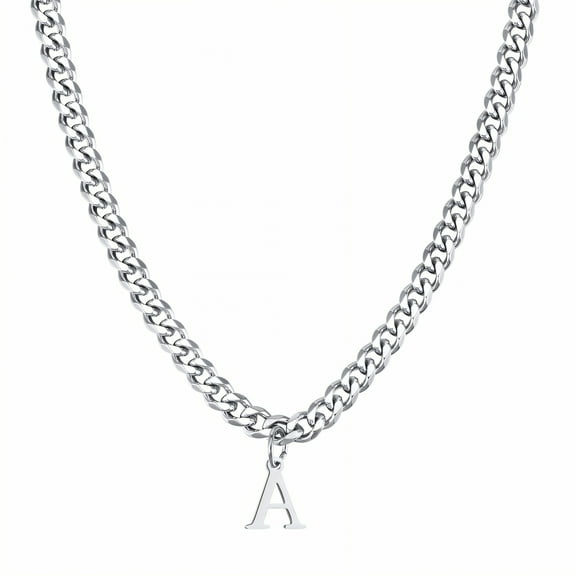 DESIGNICE Letter Necklace,Artfully Smoothed Letter Necklace,Stable Form Cute Necklaces,Silver1 Plated