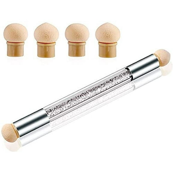 Ealicere Nail Art Gradient Sponges Painting Drawing Brush Pens Kit,Double-ended Sponge Nail Brush,Nail Art Tools with 4 Replacement Heads