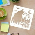 thumbnail image 3 of Forest Wolf Stencils Template 11.8x11.8 inch Plastic Forest Mountain Moon Patttern Stencils Reusable Wildlife Animal Stencils Create DIY Wolf Crafts and Decor for Wood Wall Home Decor, 3 of 9