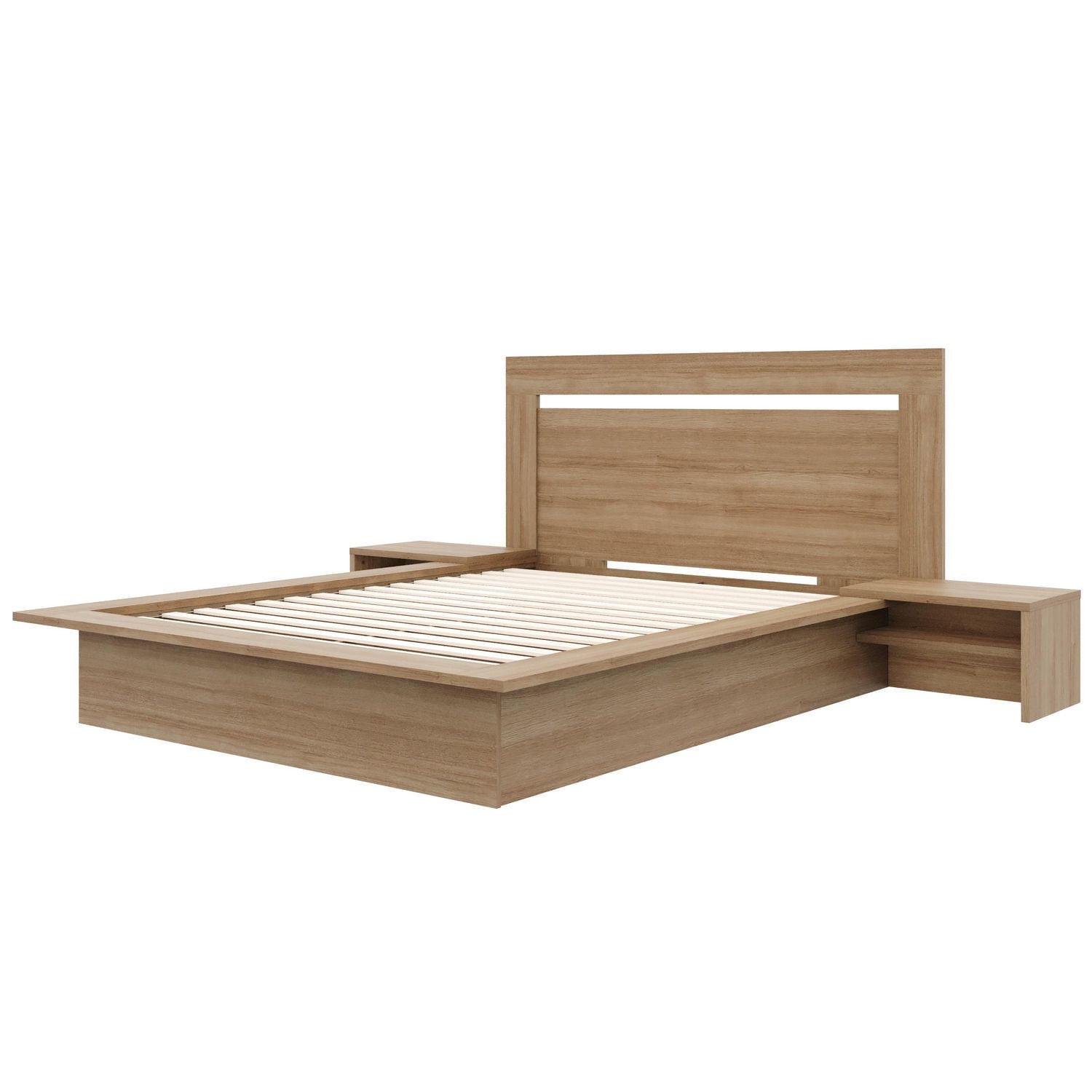 Camden 4-Piece Queen Size Bedroom Set with Bed, Headboard and set of 2 Floating Nightstand Extension Panels