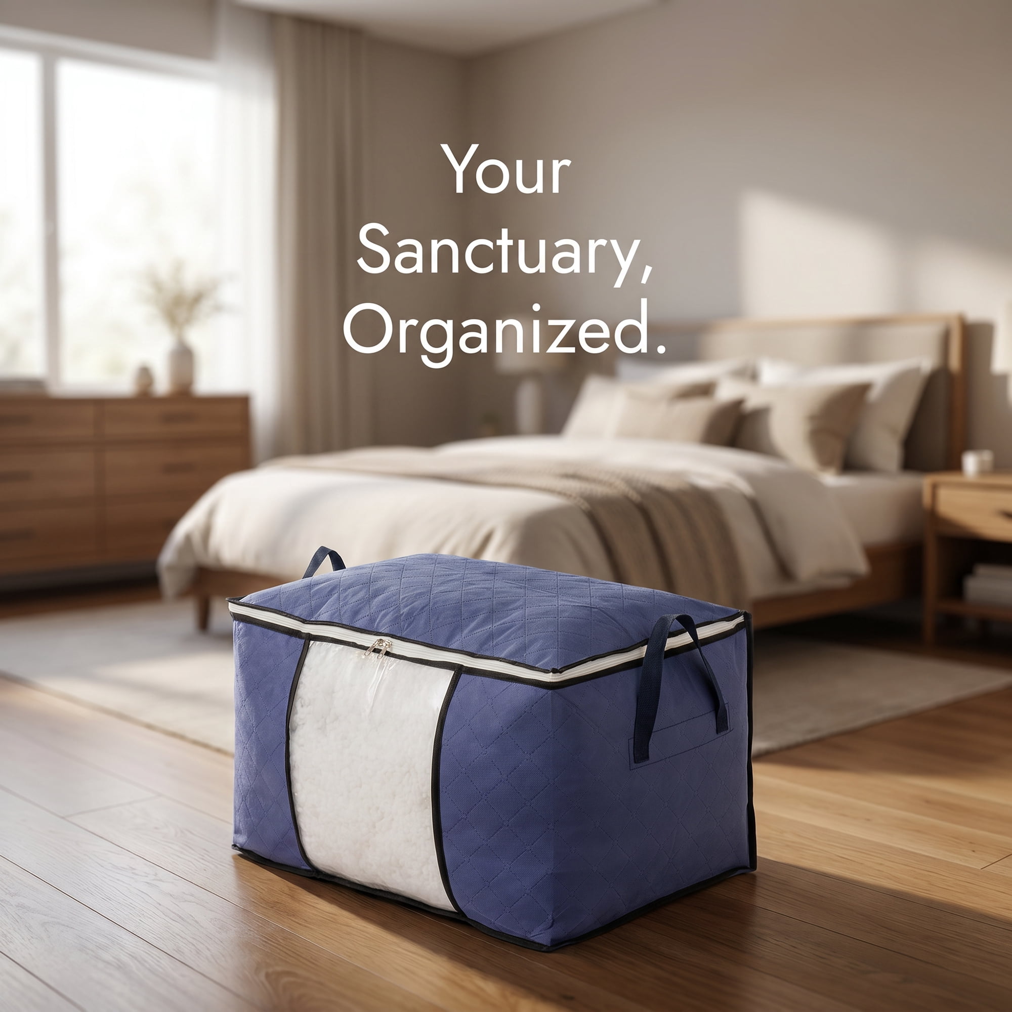 Unique Bargains Large See-through Storage Sack with Double Zippers Blue 23.6"x16.9"x13.8"
