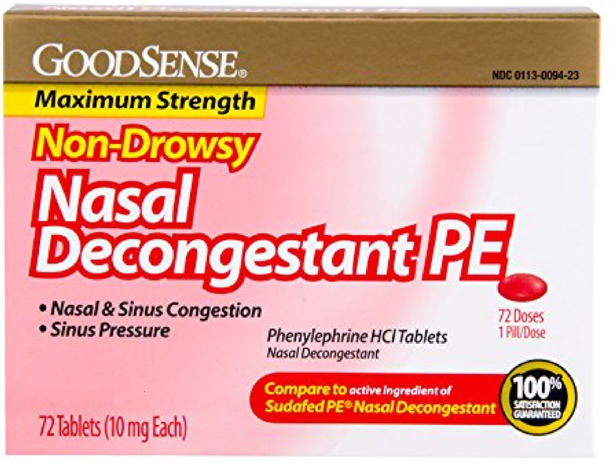 Good Sense Nasal Decongestant Phenylephrine HCl 10 mg Tablets 72 ea