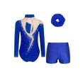thumbnail image 2 of Haitryli Kids Girls Shiny Rhinestone Long Sleeve Ballet Dance Gymnastics Leotard Bodysuit Biketard B Royal Blue 14, 2 of 5