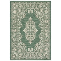 SAFAVIEH Courtyard Sandra Medallion Indoor/Outdoor Area Rug, Dark Green/Beige, 5'3" x 7'7"