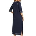 thumbnail image 4 of TMOYZQ Women's 3/4 Sleeve Full Length Nightshirt Round Neck Zip Up Pajama Dress Nightgown Soft Comfy Long Nighties Sleepwear Sleep Dress with Pockets, 4 of 6
