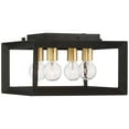 thumbnail image 4 of Possini Euro Design Gretna Boxed Modern Industrial Ceiling Light Flush Mount Fixture 10" Wide Black Warm Gold 4-Light Square Frame for Bedroom Kitchen, 4 of 8