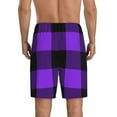 thumbnail image 3 of Bixox Men's Purple Buffalo Plaid printed lightweight casual shorts, soft sleep shorts with pockets., 3 of 7