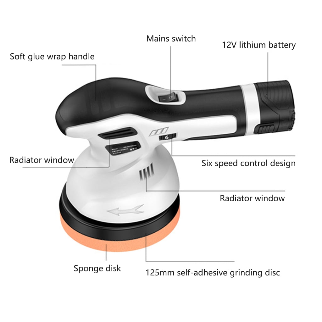 Cordless Car Buffer Polisher Lithium Rechargeable Battery Brushless Polisher with 6 Variable Speed Portable Polisher