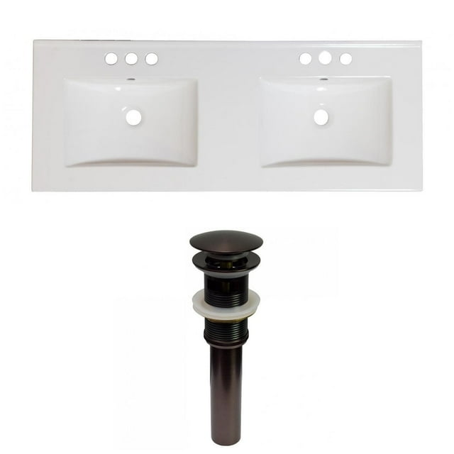 American Imaginations 48-in. W 3H4-in. Ceramic Top Set In White Color - Overflow Drain Incl. AI-31638