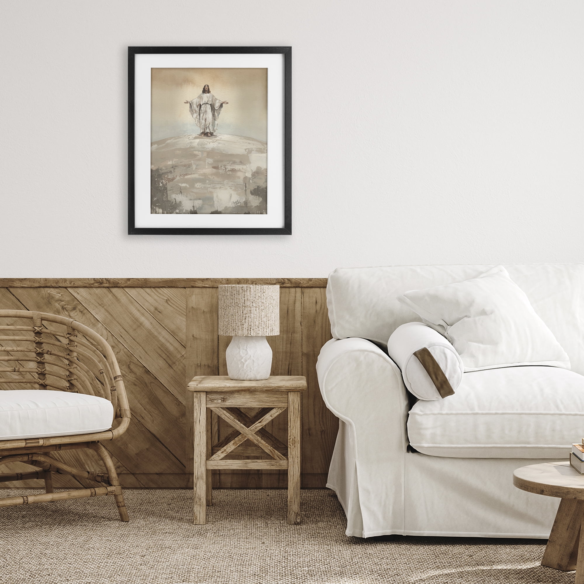 Stupell Industries Jesus on Hill Black Framed Print Under Glass, design by Elizabeth Medley