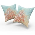 thumbnail image 2 of Coastal Coral Throw Pillow Covers 20x20 Set of 2, Retro Vibe Pillow Cushion Cases, Modern Decorative Square Pillowcases for Sofa Couch Bedroom Living Room Car, 2 of 4