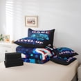 thumbnail image 6 of Feelyou 3D Neon Gamepad Bedding Comforter Set 7 Pieces for Boy, Dreamy Blue Square Abstract Full Bedding Set, Game Level Up Reversible Fitted Sheet Flat Sheet, Breathable Home Decor, 6 of 8