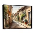 thumbnail image 2 of Designart Landscape Cottage framed wall art decor, Landscape Wrapped black framed wall art, Picturesque Street in a Mediterranean Village I , Traditional black framed wall art, black frame, 2 of 5