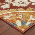 thumbnail image 2 of 6' X 9' Red Gold Teal Grey Ivory And Blue Oriental Power Loom Stain Resistant Area Rug, 2 of 4