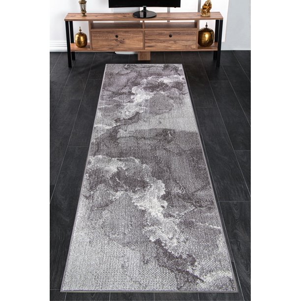 Logan Dark Grey Rustic Marble Design Modern Contemporary Area Rug