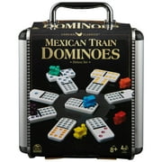 Mexican Train Domino Set With Aluminum Carry Case, for Families and Kids Ages 8 and up