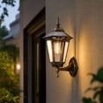 thumbnail image 5 of Outdoor Solar Wall Lantern with Vintage Metal and Glass Design, Antique Bronze Finish, for Front Porch and Garden, Single Piece Light Fixture, 5 of 5