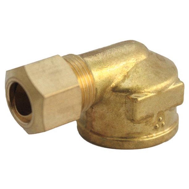 HOMEPLUS+ Codo de latón de 90 grados con compresión de 1/2 pulgada x 3/8 pulgadas FPT