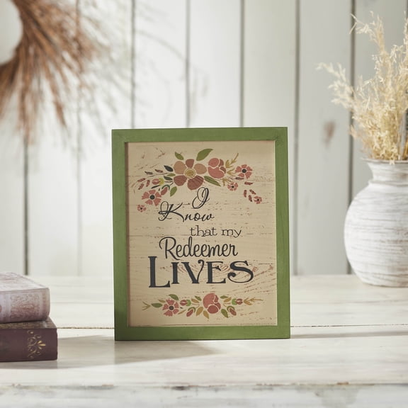 VHC Brands Celebrate Grace My Redeemer Lives MDF Wall Sign 10x12, Spring Decor, Home Decorations for Wall or Door, Spring and Easter Hanging Decoration