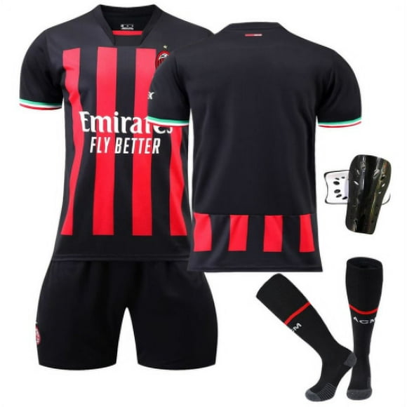 Hommes Femmes Unisexe Maillot de football Costume, A.c. Milan Domicile No.11 IBRAHIMOVIC No.19 THEO Uniforme, Ensemble de Maillot de football Adulte