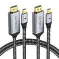 thumbnail image 1 of Cable USB C a HDMI WARRKY 4K 60 Hz, 1 m, paquete de 2 unidades para iPhone Mac, 1 of 9