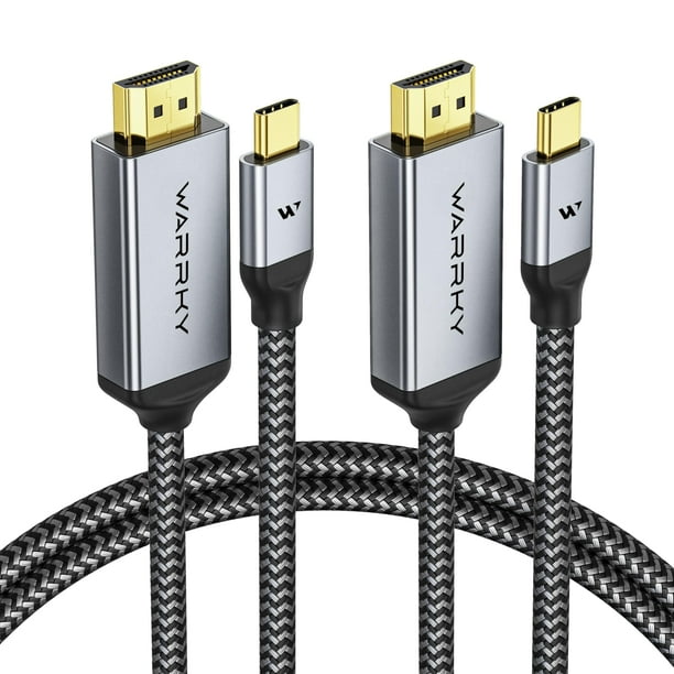 Cable USB C a HDMI WARRKY 4K 60 Hz, 1 m, paquete de 2 unidades para iPhone Mac