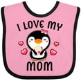 thumbnail image 3 of Inktastic I Love My Mom with Cute Penguin and Hearts Girls Baby Bib, 3 of 4