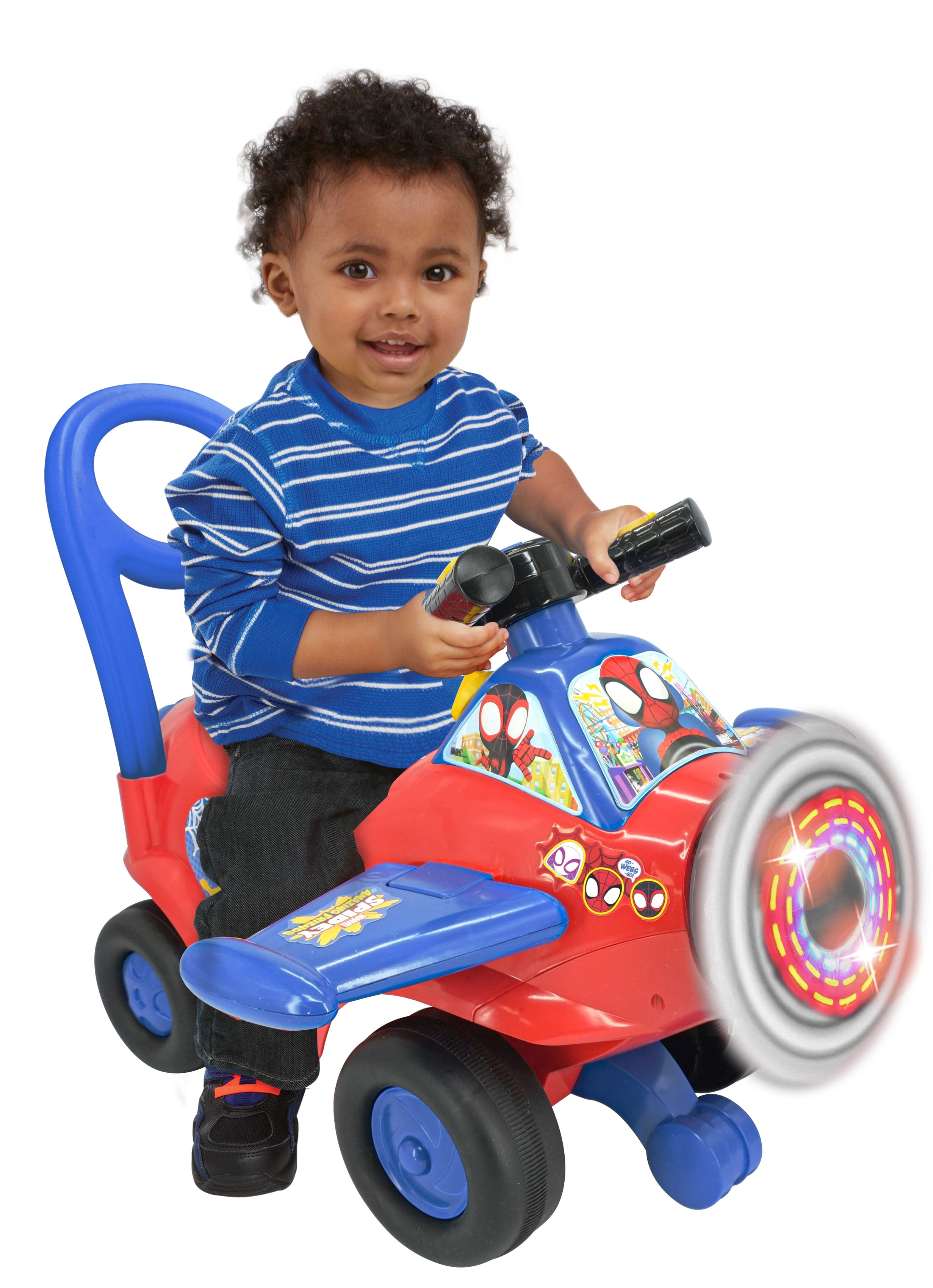 Kiddieland Marvel Spidey and Friends Activity Plane Ride-On for Toddlers with Lights and Sounds