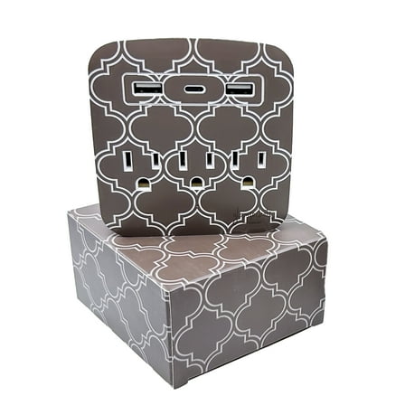 Moroccan Quatrefoil Glamsockets Surge Protector With Phone Holder