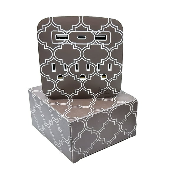 Moroccan Quatrefoil Glamsockets Surge Protector With Phone Holder