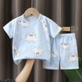 thumbnail image 2 of TOWED22 Infant Toddler Baby Boy Clothes 2pcs Crewneck Short Sleeve Shirt Pocket Shorts Truck Graphic Dinosaur Summer Outfits(Light Blue,2-3 Y), 2 of 4
