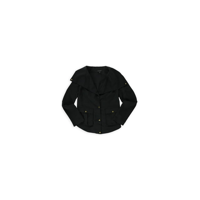 Apt. 9 Womens Pleated Shirt Jacket, Black, Small