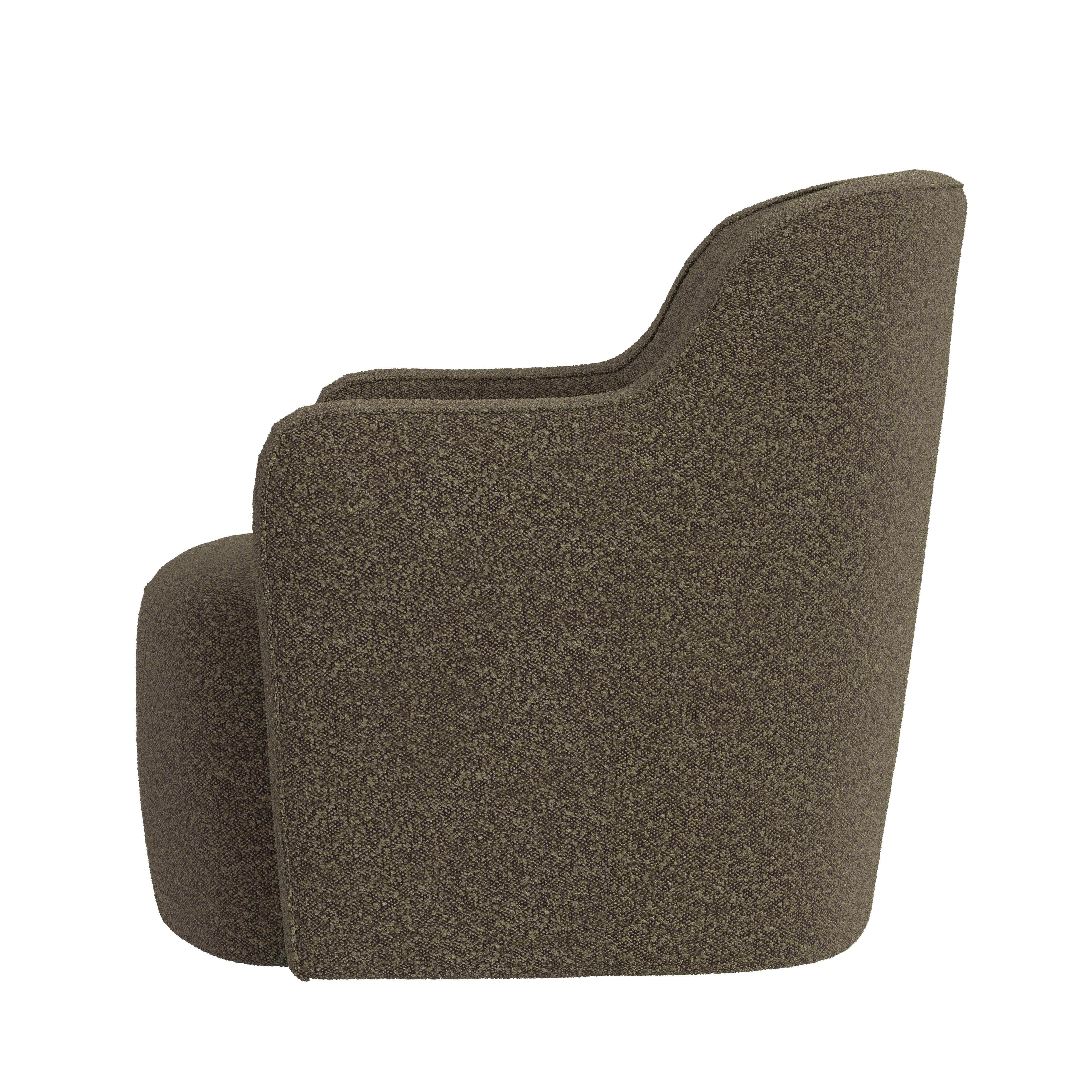 HomePop Upholstered Swivel Accent Chair, Dark Brown Boucle